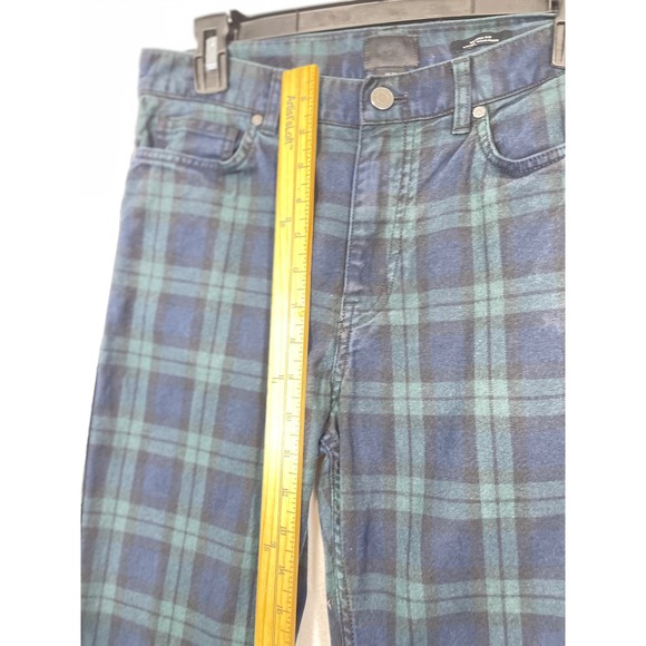H&M Womens Jeans US 29 Skinny Fit Plaid Blue Green Casual Pants - Picture 8 of 13